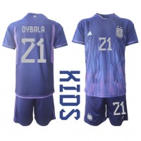 Argentina Paulo Dybala #21 Replica Away Minikit World Cup 2022 Short Sleeve (+ pants)